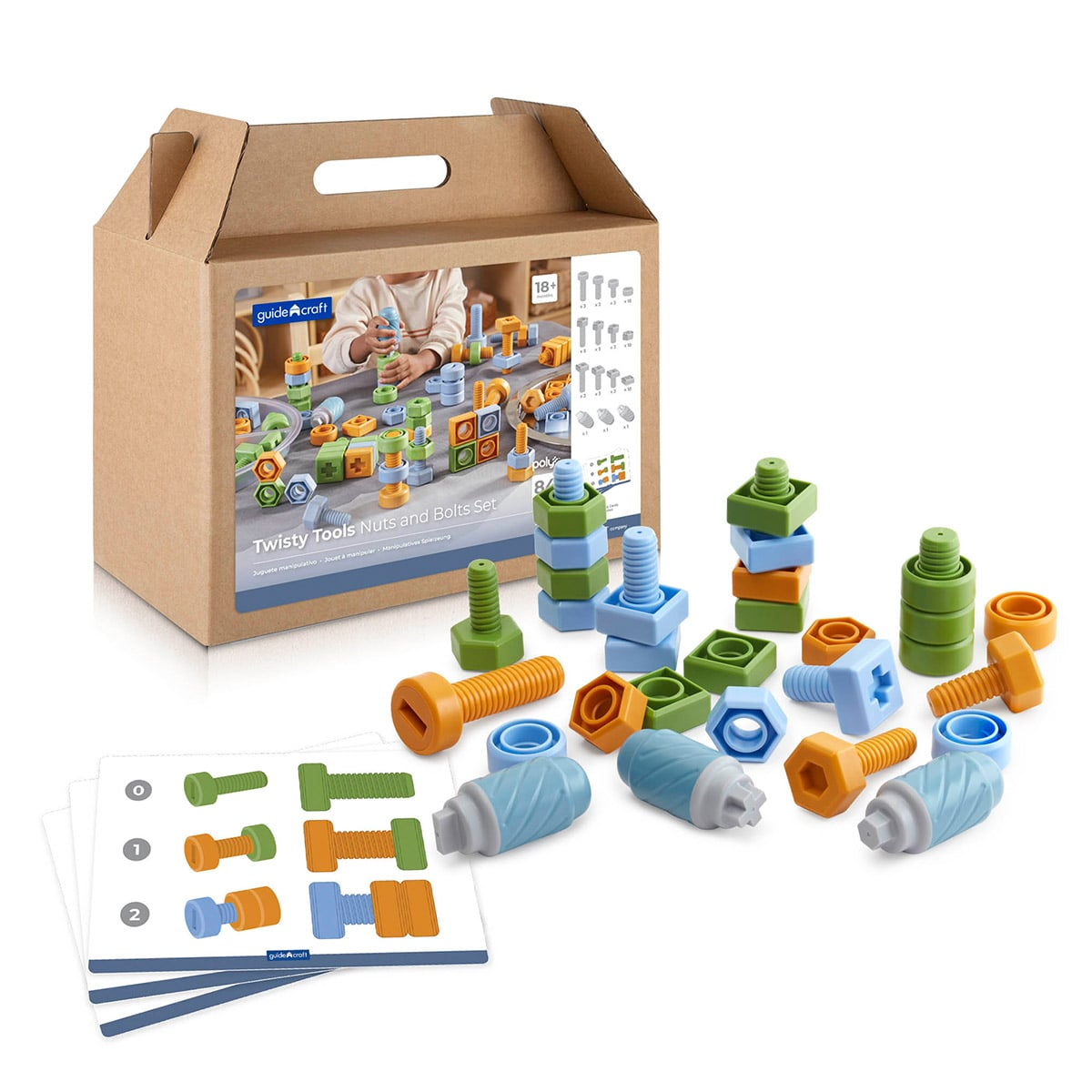 Suruburi si piulite, set de activitati cu 84 piese, Guidecraft