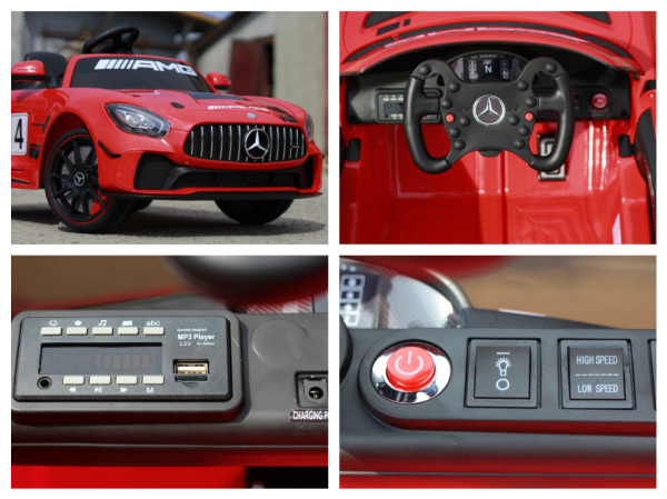 Masinuta copii electrica Mercedes GT-R AMG, rosie, 2x25W [8]