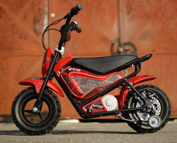 Mini Motocicleta electrica cu roti ajutatore, NITRO ECO Flee 300W 24V, culoare Rosu [6]