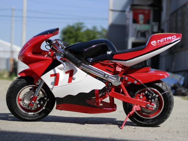 Mini Motocicleta electrica pentru copii NITRO Eco Pocket Bike 1000W #Rosu [3]