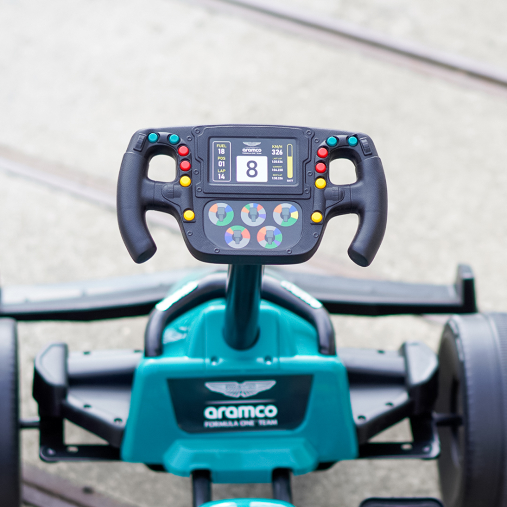 Aston Martin Go Kart Formula 1 cu pedale, pentru copii 4-8 ani, roti moi EVA, verde [17]