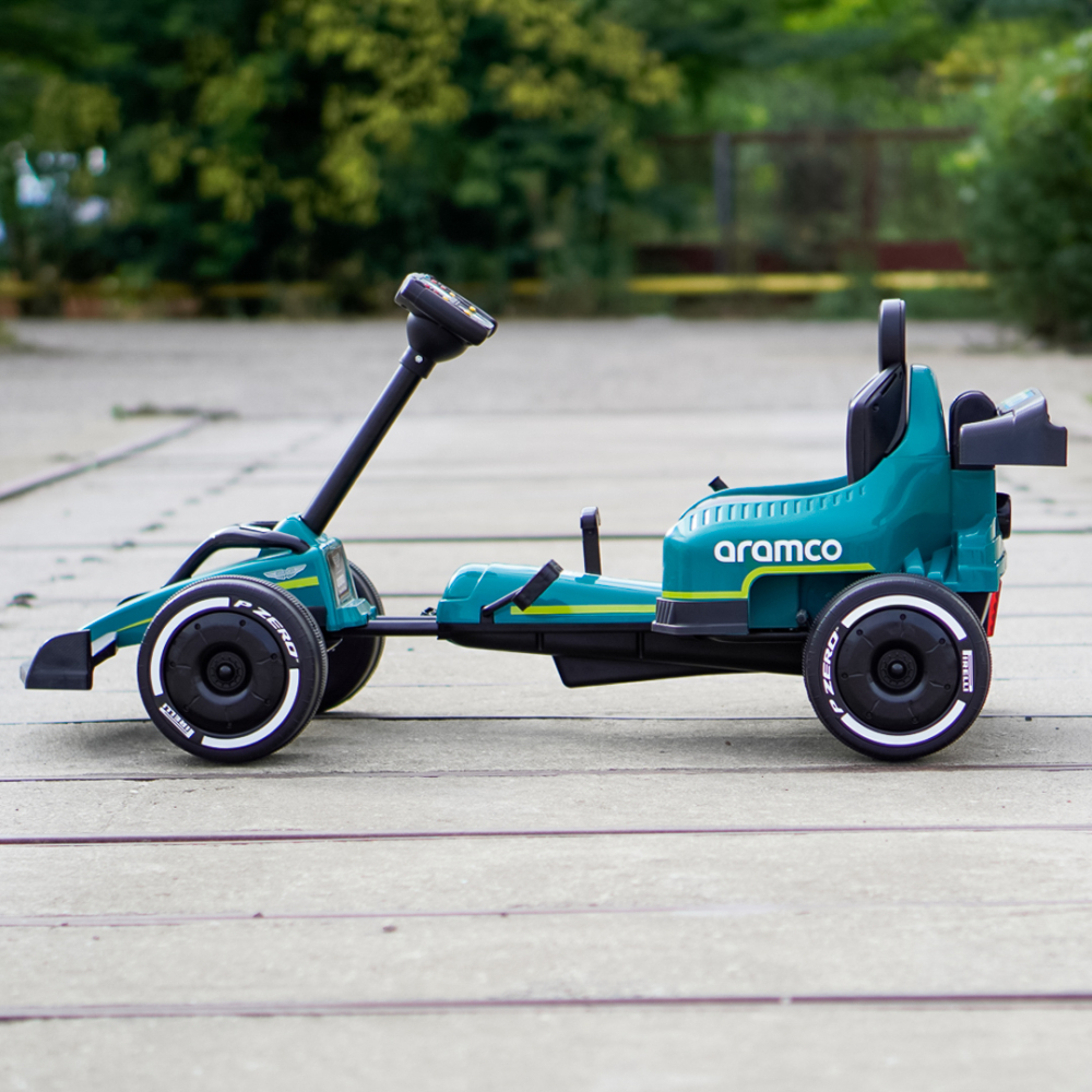 Aston Martin Go Kart Formula 1 cu pedale, pentru copii 4-8 ani, roti moi EVA, verde [9]