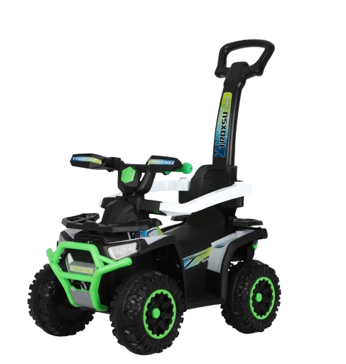 ATV electric pentru copii, cu maner 3 in 1, Kinderauto Warrior, 30W 6V, echipare Standard, verde