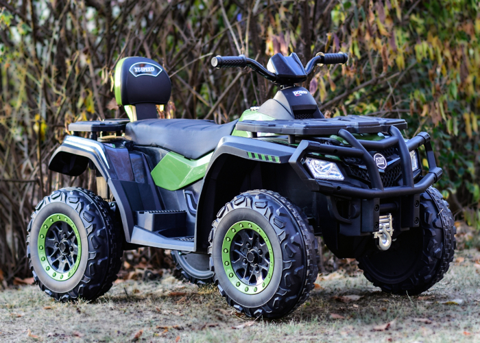 ATV electric Kinderauto BJX615 100W 12V, recomandat 3-8 ani, scaun tapitat, culoare Green Army [3]