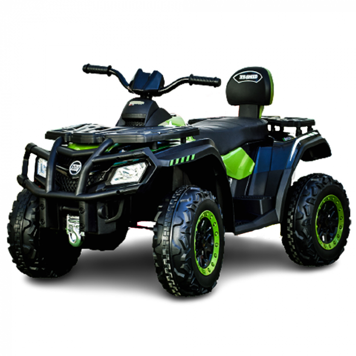ATV electric Kinderauto BJX615 100W 12V, recomandat 3-8 ani, scaun tapitat, culoare Green Army 100W imagine noua responsabilitatesociala.ro