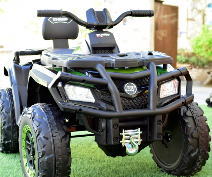 ATV electric Kinderauto BJX615 100W 12V, recomandat 3-8 ani, scaun tapitat, culoare Green Army [15]