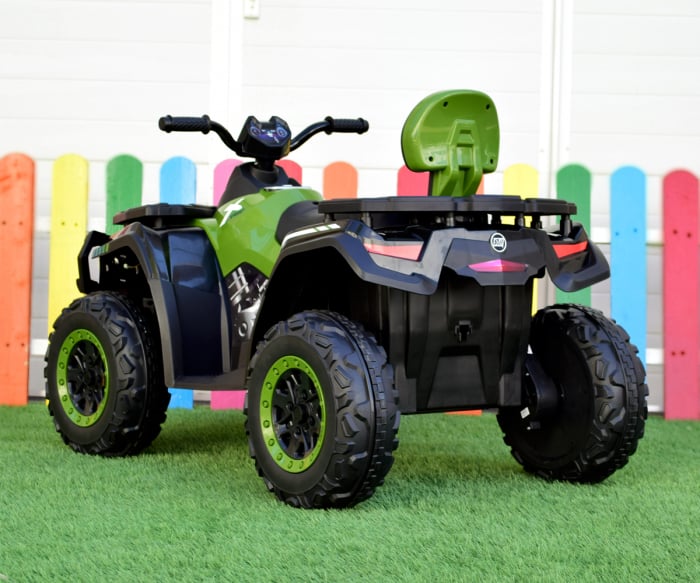 ATV electric Kinderauto BJX615 100W 12V, recomandat 3-9 ani, scaun tapitat, culoare Green Army [5]