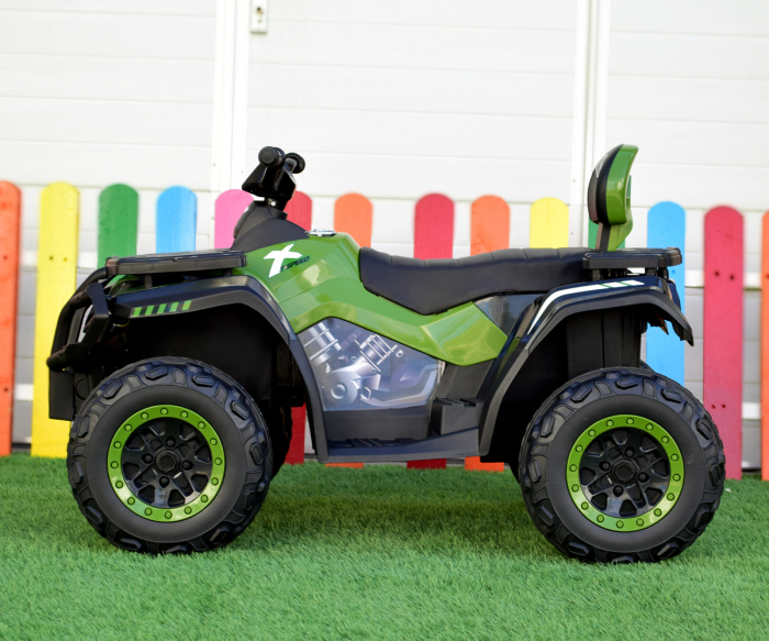 ATV electric Kinderauto BJX615 100W 12V, recomandat 3-9 ani, scaun tapitat, culoare Green Army [6]
