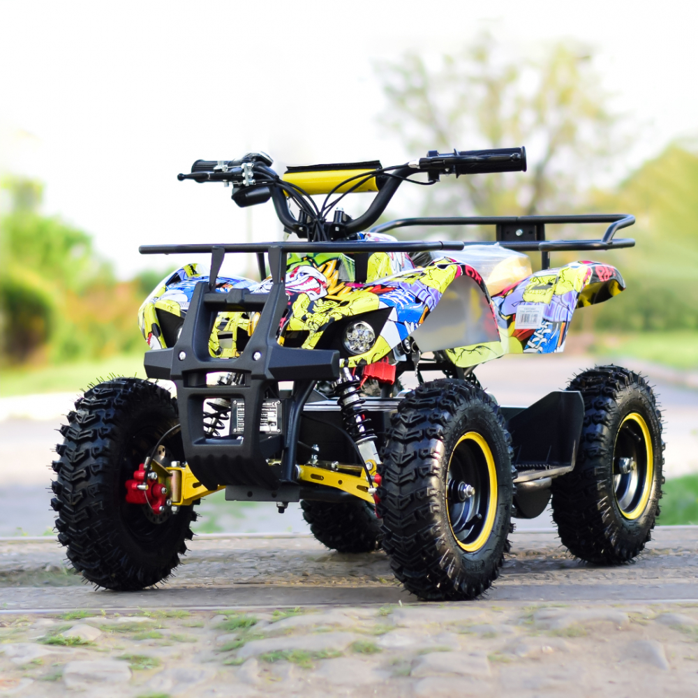 ATV electric NITRO Torino Quad 1000W 48V cu anvelope 13x4.10-6, grafiti galben [3]