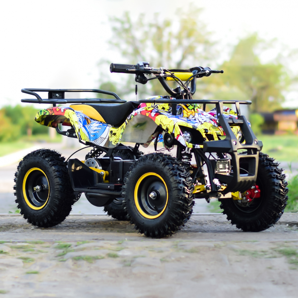 ATV electric NITRO Torino Quad 1000W 48V cu anvelope 13x4.10-6, grafiti galben [11]