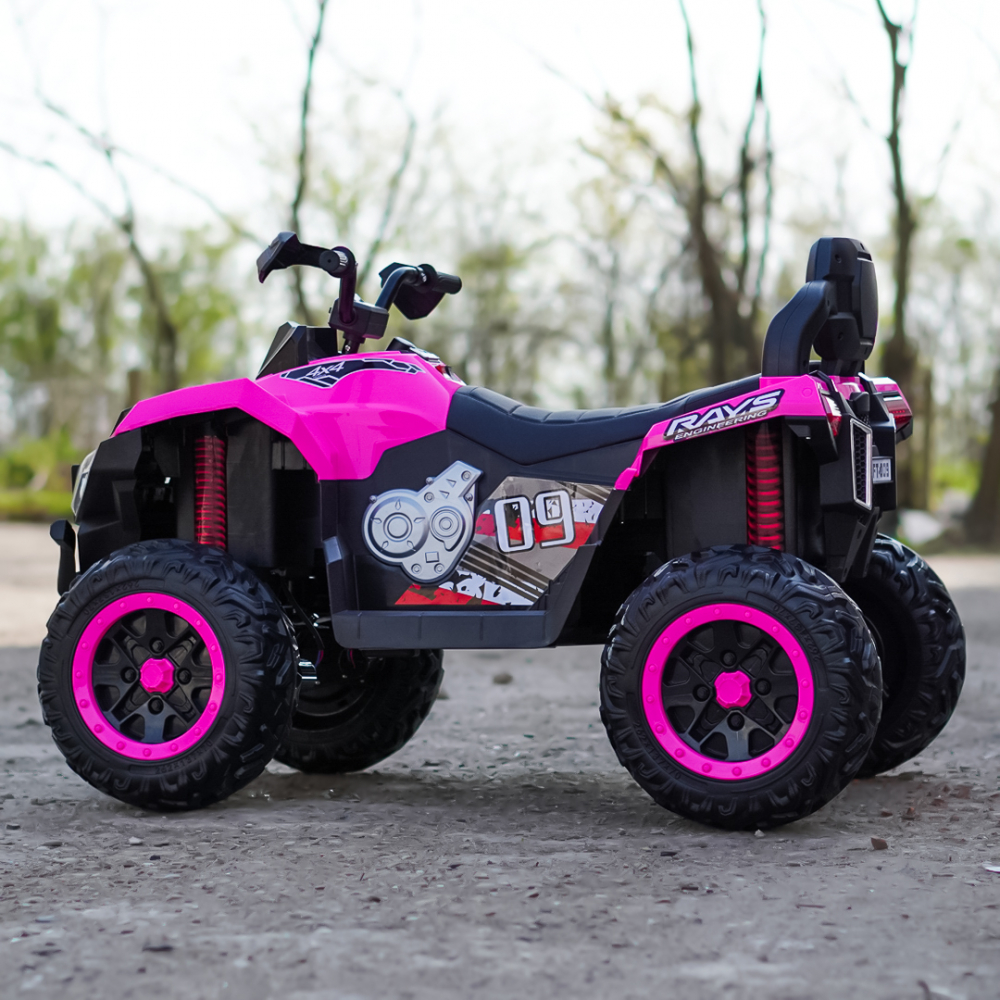 ATV electric pentru 2 copii Kinderauto SuperOffroad V2 4x4 180W 12V 12Ah premium, Roz [10]