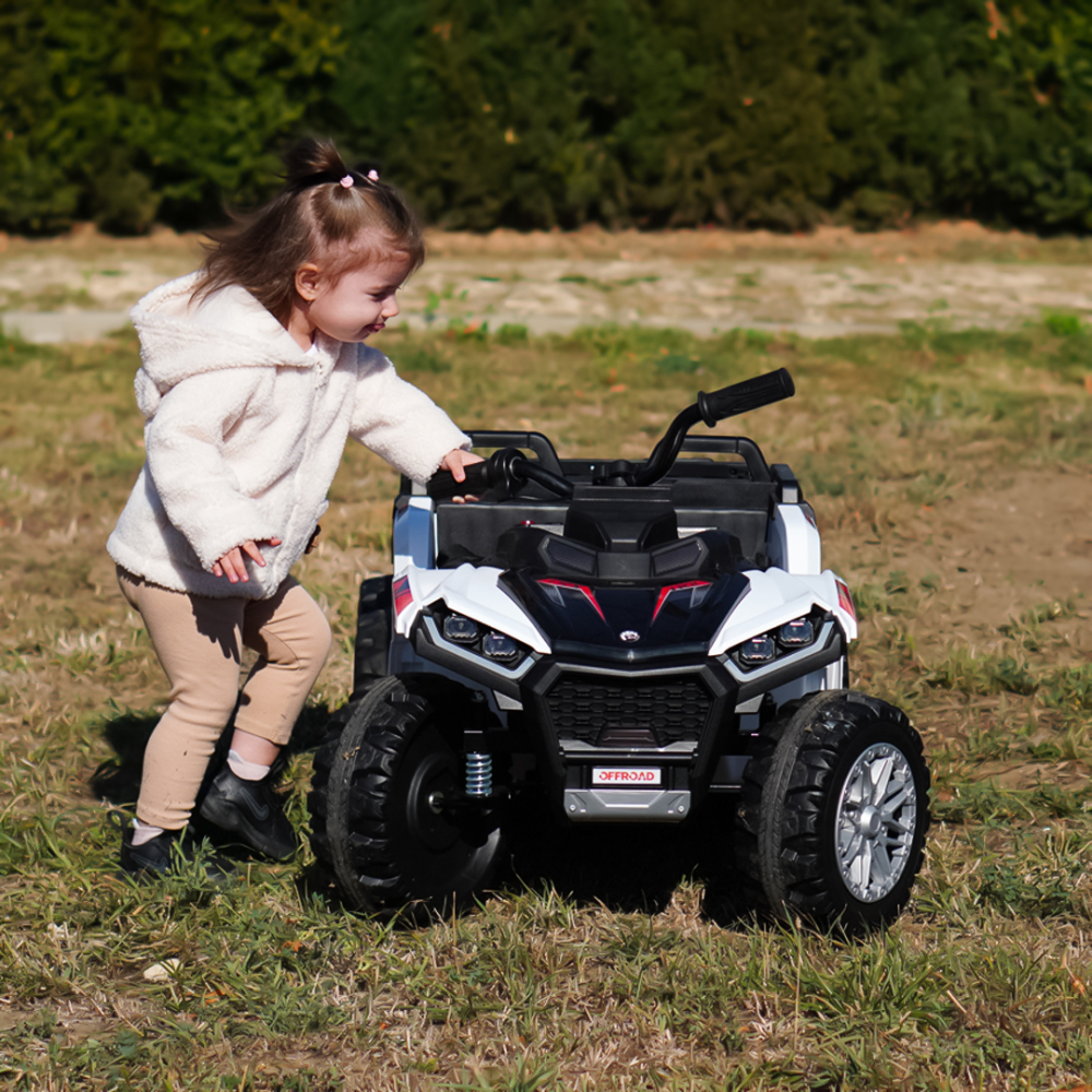 ATV electric pentru copii 2-6 ani, Kinderauto FarmQuad 6x6, 180W, 12V 14AH, roti EVA, premium, alb [2]