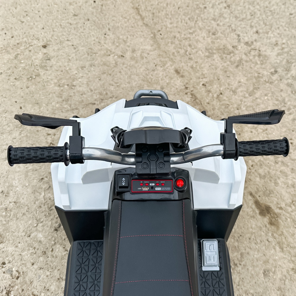 ATV electric pentru copii 3-6 ani, Kinderauto Police, 80W, 12V 7Ah, echipare premium, alb [13]