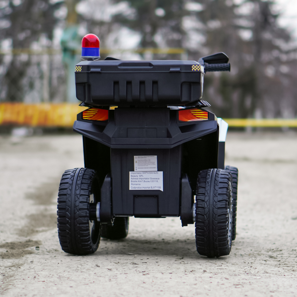 ATV electric pentru copii 3-6 ani, Kinderauto Police, 80W, 12V 7Ah, echipare premium, alb [8]