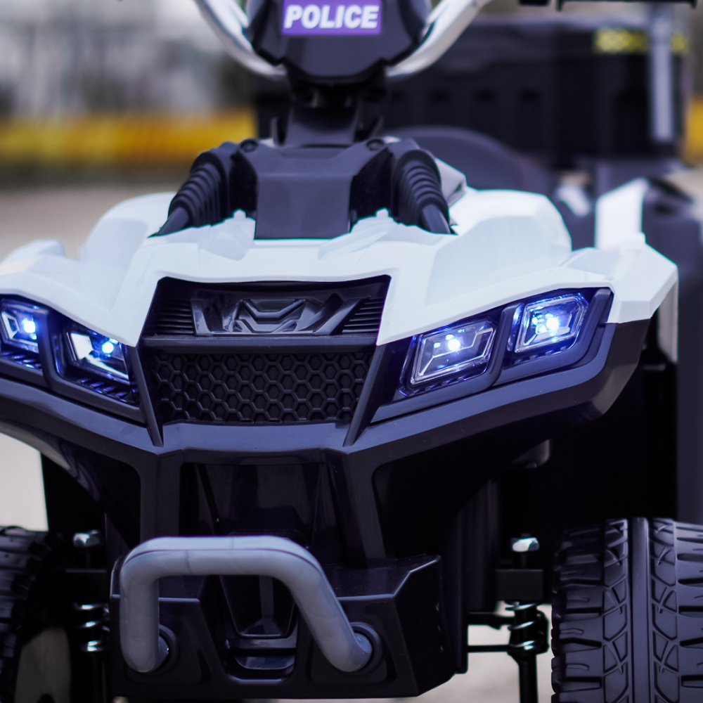 ATV electric pentru copii 3-6 ani, Kinderauto Police, 80W, 12V 7Ah, echipare premium, alb [15]