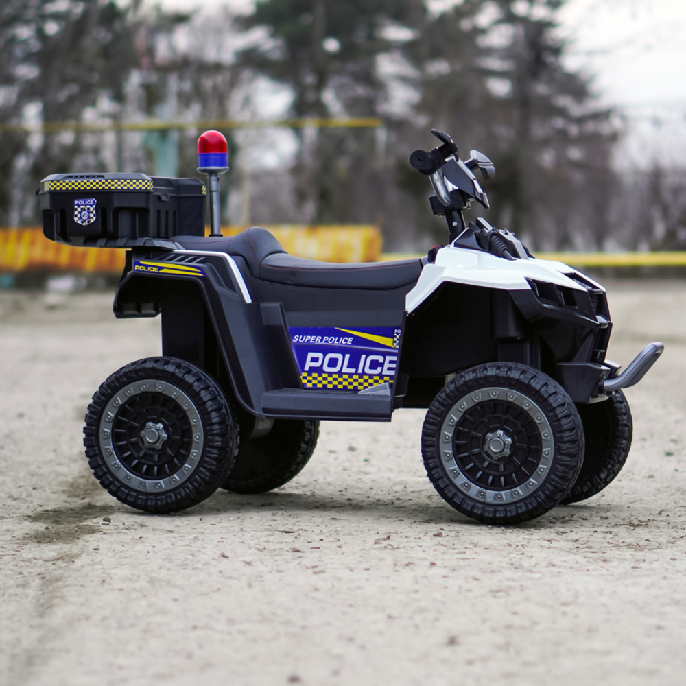 ATV electric pentru copii 3-6 ani, Kinderauto Police, 80W, 12V 7Ah, echipare premium, alb [5]