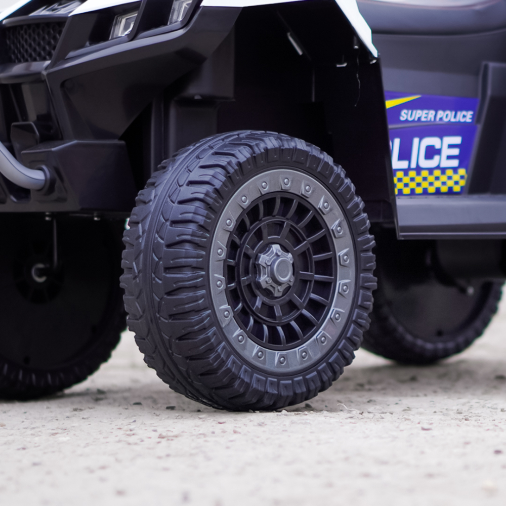 ATV electric pentru copii 3-6 ani, Kinderauto Police, 80W, 12V 7Ah, echipare premium, alb [12]