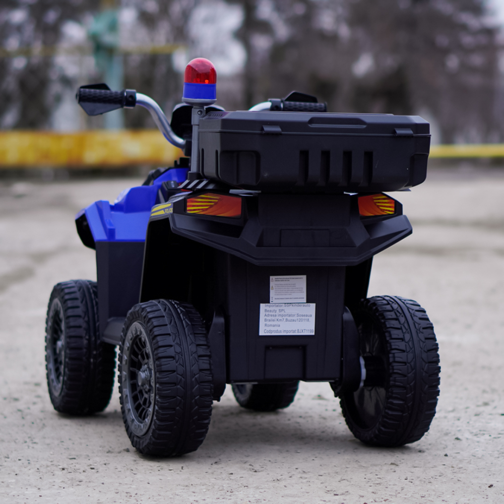 ATV electric pentru copii 3-6 ani, Kinderauto Police, 80W, 12V 7Ah, echipare premium, albastru [6]