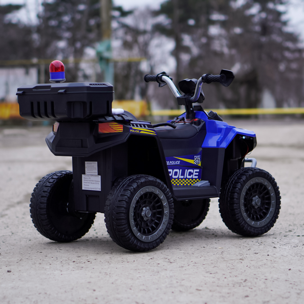 ATV electric pentru copii 3-6 ani, Kinderauto Police, 80W, 12V 7Ah, echipare premium, albastru [7]