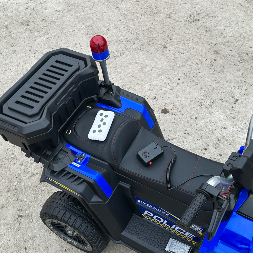 ATV electric pentru copii 3-6 ani, Kinderauto Police, 80W, 12V 7Ah, echipare premium, albastru [12]