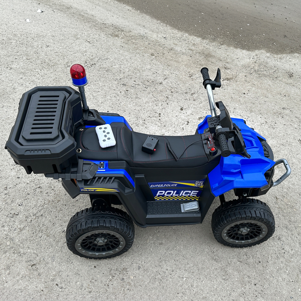 ATV electric pentru copii 3-6 ani, Kinderauto Police, 80W, 12V 7Ah, echipare premium, albastru [14]