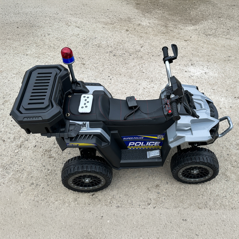 ATV electric pentru copii 3-6 ani, Kinderauto Police, 80W, 12V 7Ah, echipare premium, gri [12]