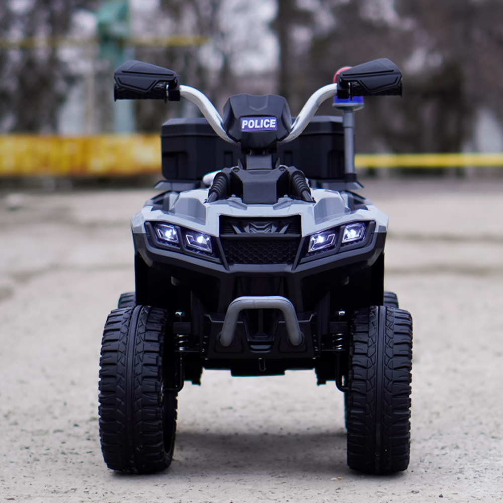 ATV electric pentru copii 3-6 ani, Kinderauto Police, 80W, 12V 7Ah, echipare premium, gri [3]