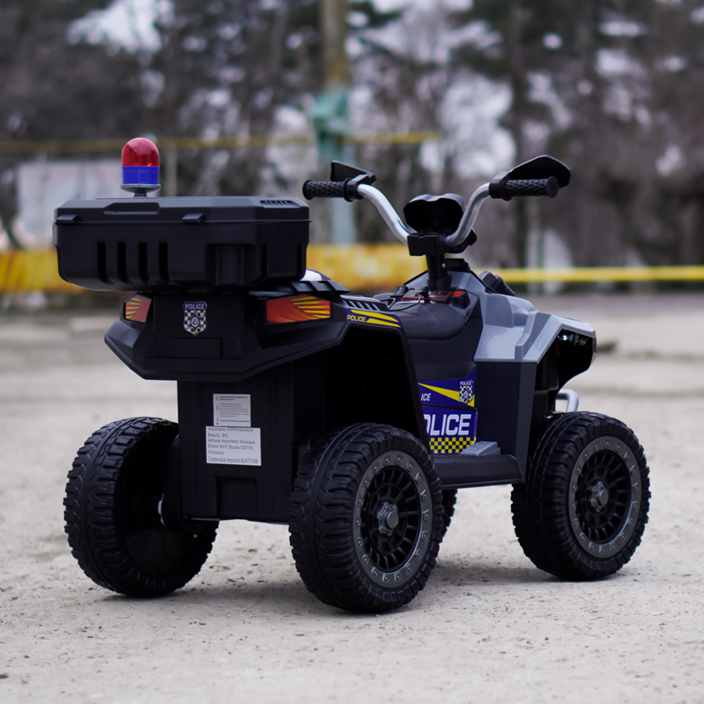 ATV electric pentru copii 3-6 ani, Kinderauto Police, 80W, 12V 7Ah, echipare premium, gri [9]