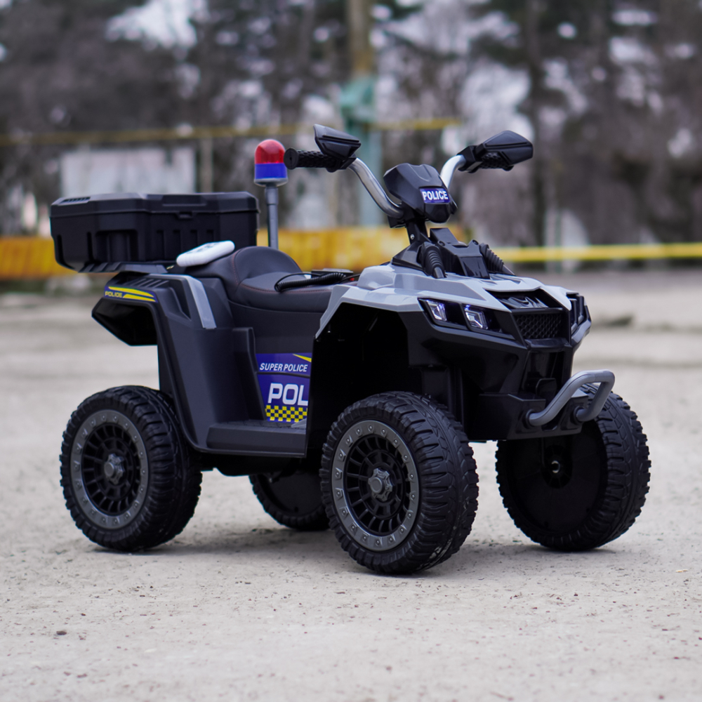 ATV electric pentru copii 3-6 ani, Kinderauto Police, 80W, 12V 7Ah, echipare premium, gri [11]