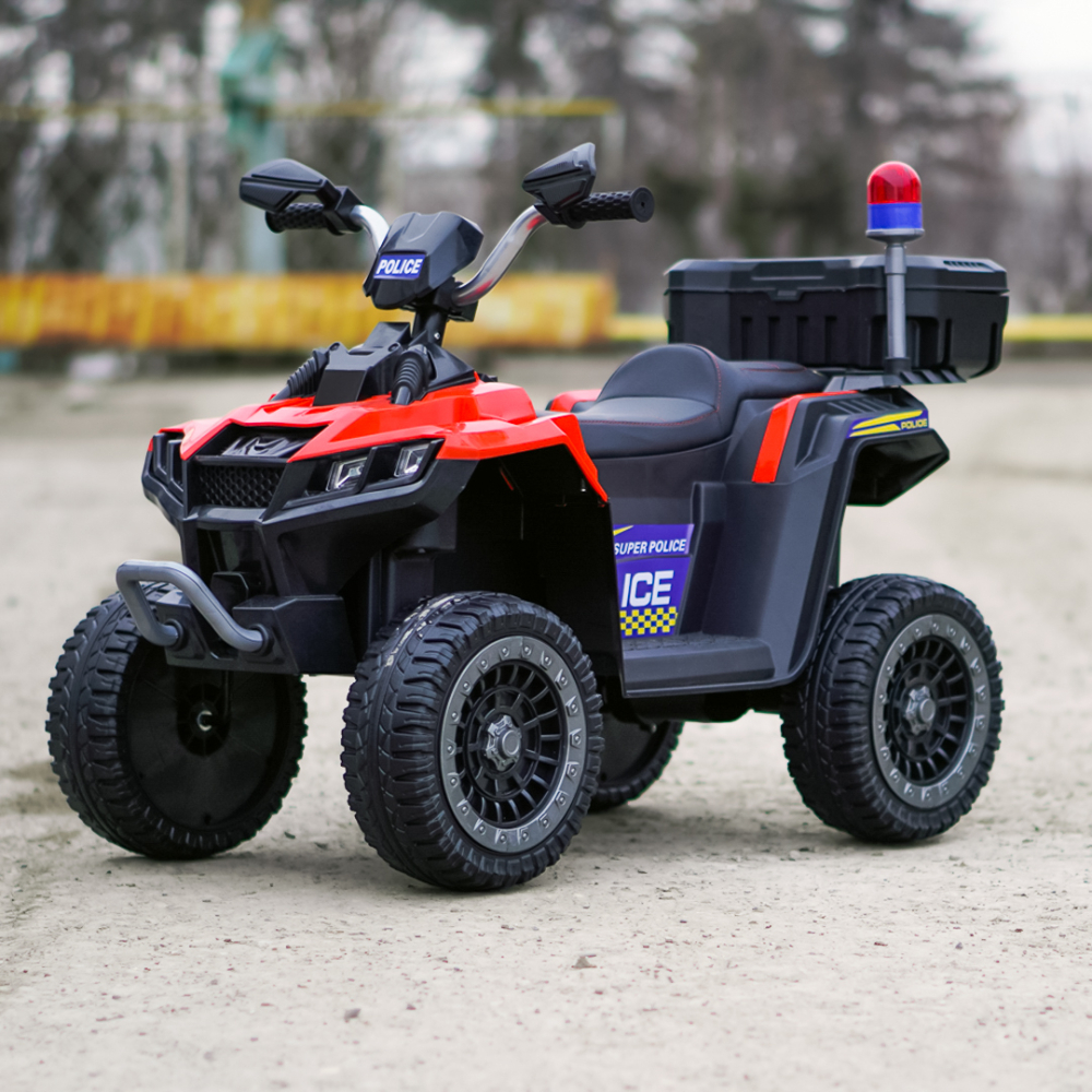 ATV electric pentru copii 3-6 ani, Kinderauto Police, 80W, 12V 7Ah, echipare premium, rosu [11]