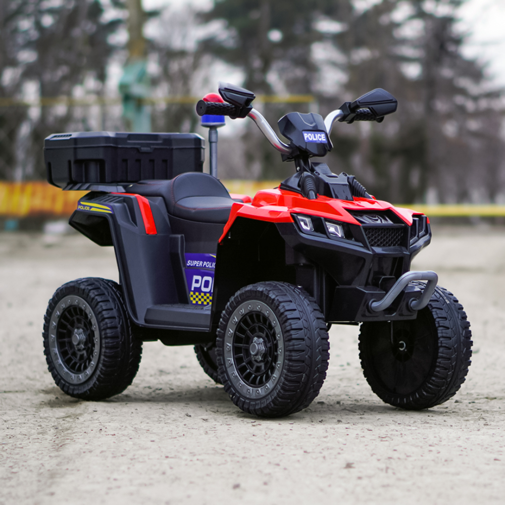 ATV electric pentru copii 3-6 ani, Kinderauto Police, 80W, 12V 7Ah, echipare premium, rosu [5]