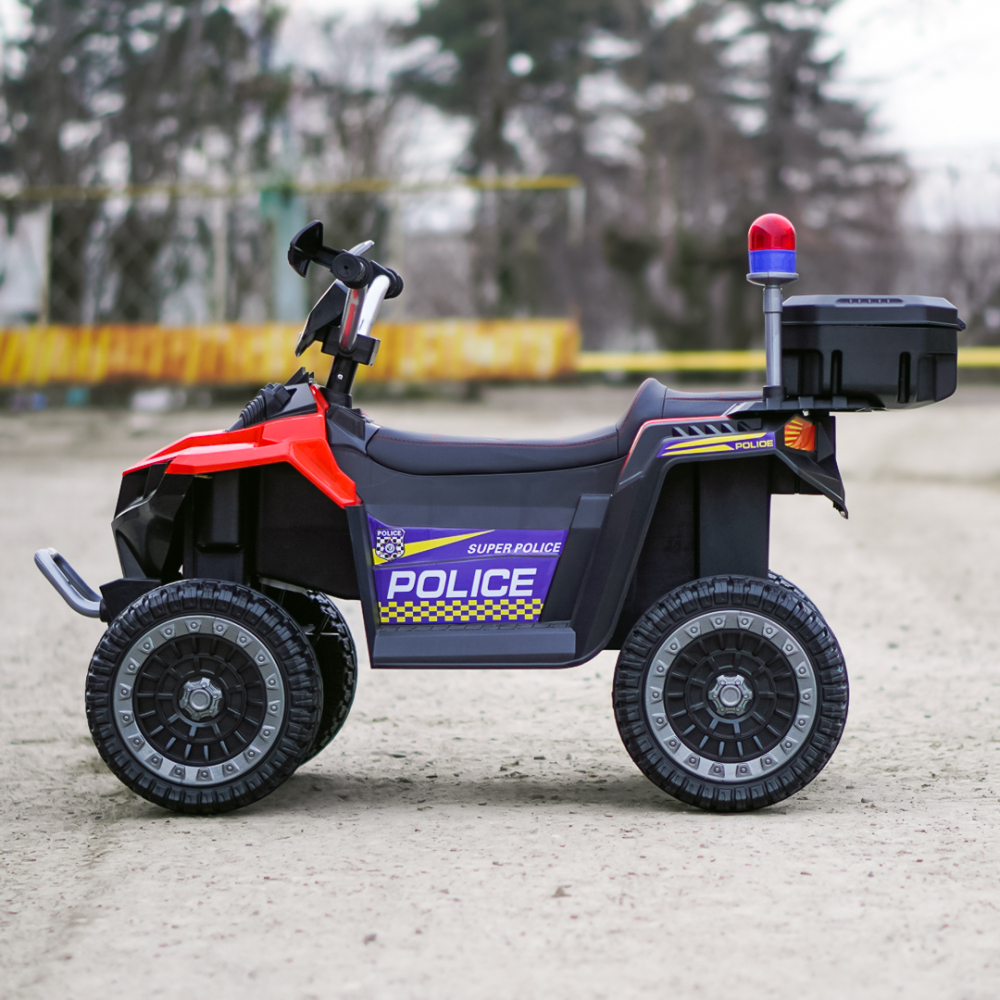 ATV electric pentru copii 3-6 ani, Kinderauto Police, 80W, 12V 7Ah, echipare premium, rosu [10]