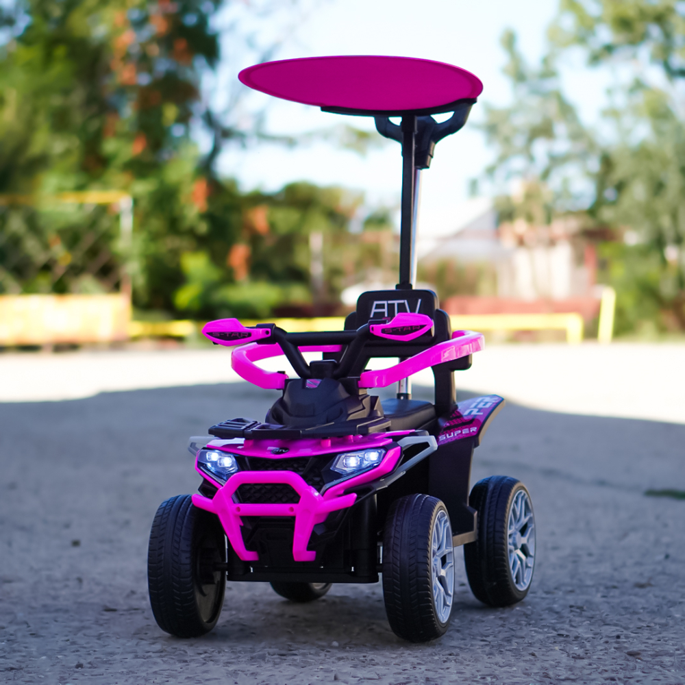 ATV electric pentru copii, 4 in 1, Kinderauto Hercules, cu maner, 35W 6V, telecomanda, echipare premium, roz [8]