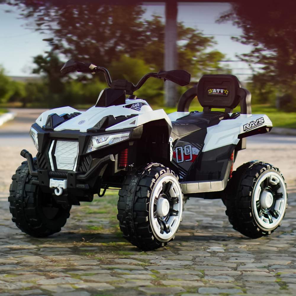 ATV electric copii 3-9 ani, 140W baterie 12V, alb, 4x4 [2]