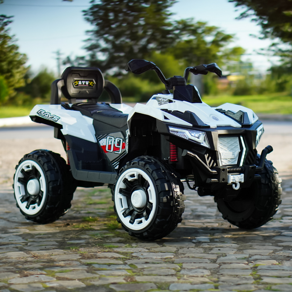 ATV electric copii 3-9 ani, 180W baterie 12V, alb, 4x4 [4]