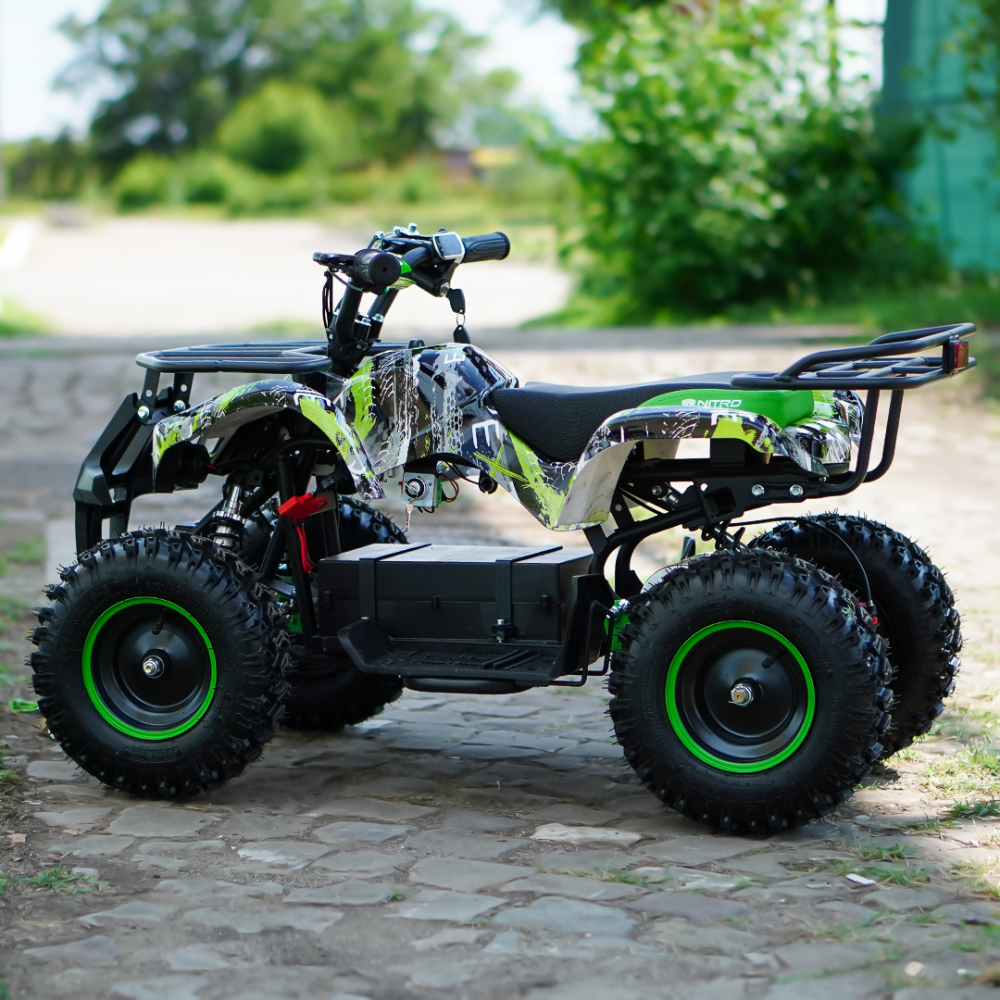 ATV electric pentru copii NITRO Torino Quad 1000W 36V 12Ah, Snowy tyres, grafiti green [7]