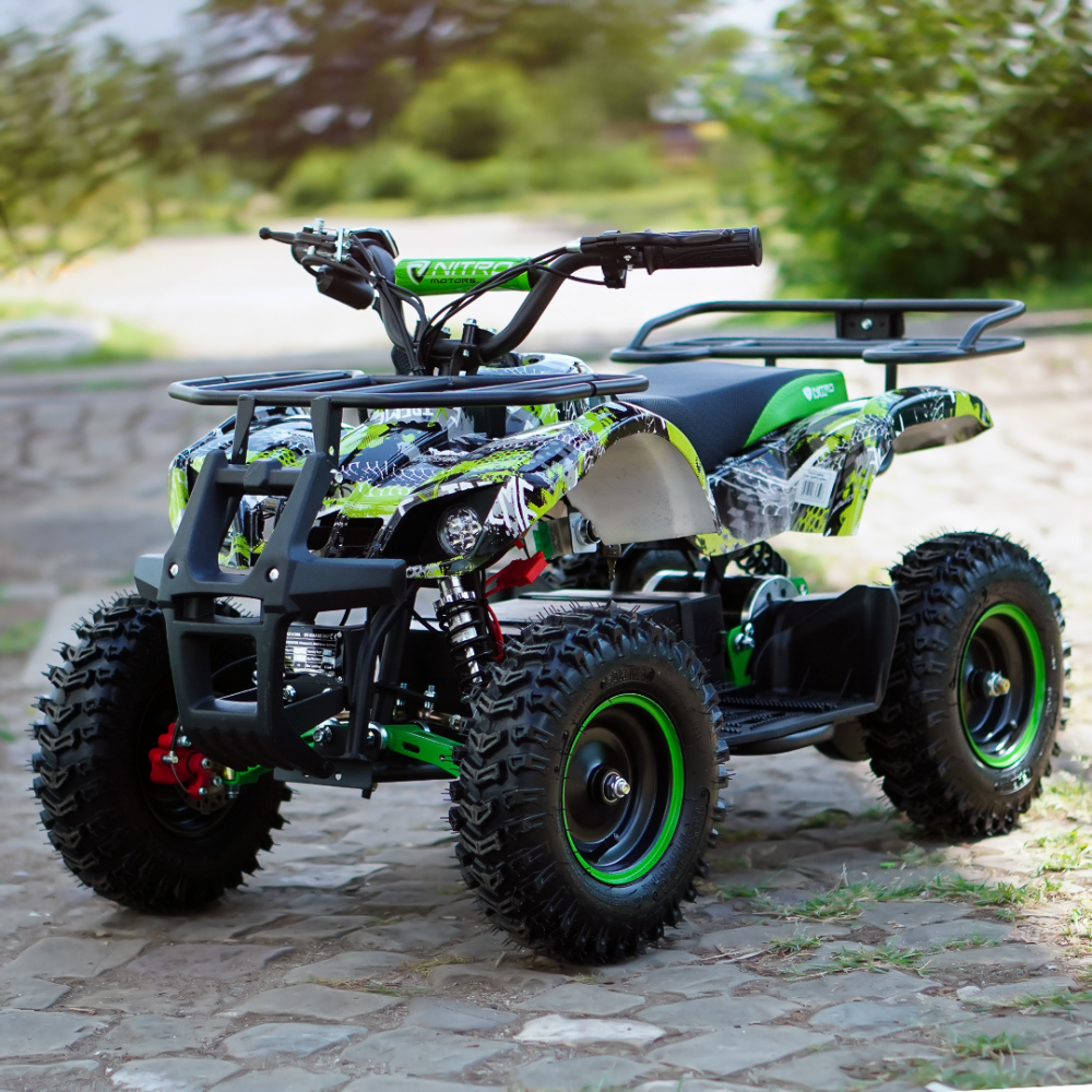 ATV electric pentru copii NITRO Torino Quad 1000W 36V 12Ah, Snowy tyres, grafiti green [4]