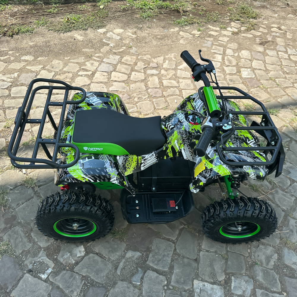 ATV electric pentru copii NITRO Torino Quad 1000W 36V 12Ah, Snowy tyres, grafiti green [14]