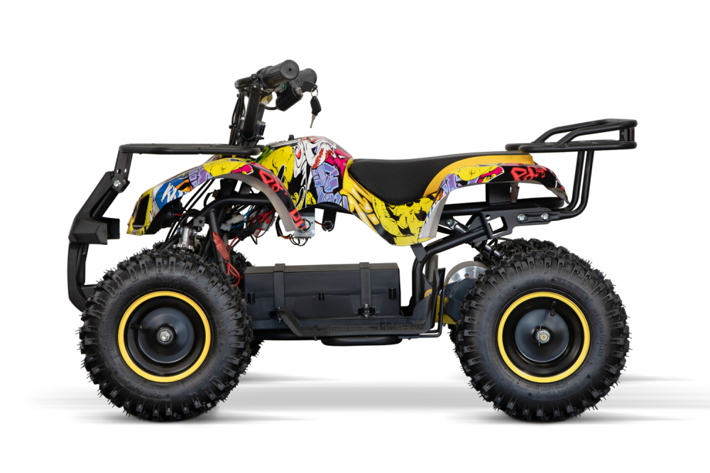ATV electric pentru copii NITRO Torino Quad 1000W 36V 12Ah, Snowy tyres, grafiti yellow [13]