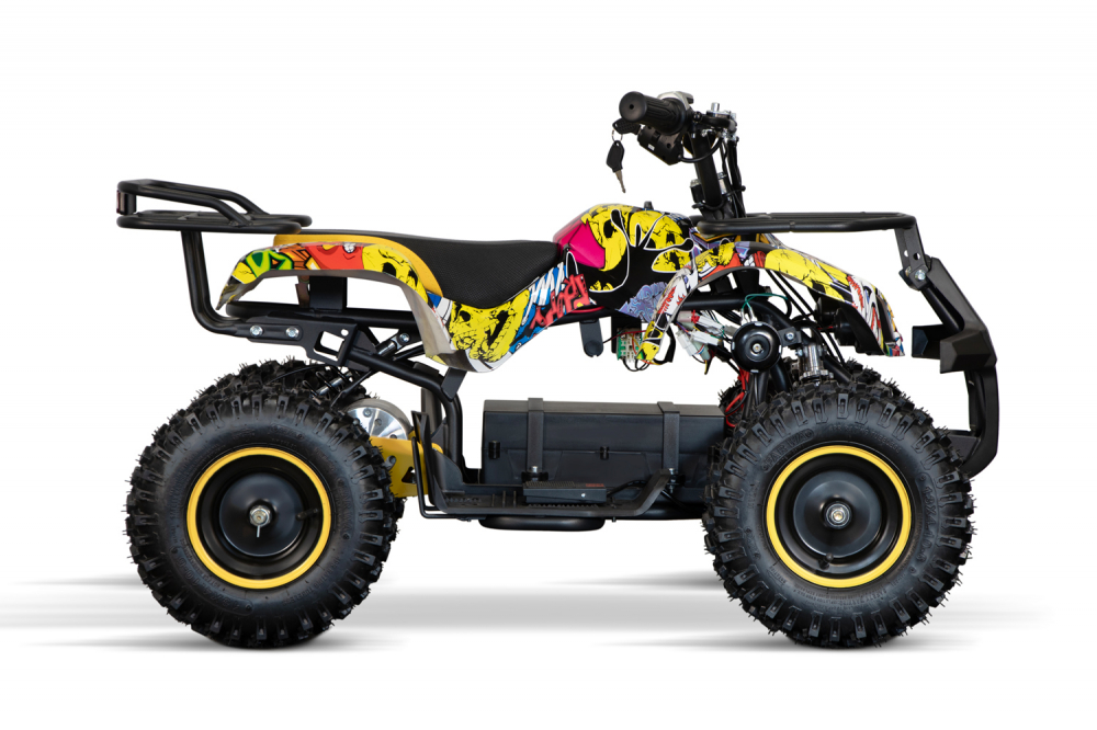ATV electric pentru copii NITRO Torino Quad 1000W 36V 12Ah, Snowy tyres, grafiti yellow [7]