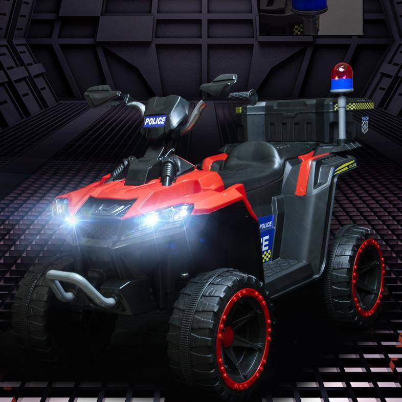 ATV electric pentru copii 3-6 ani, Kinderauto Police, 80W, 12V 7Ah, echipare premium, rosu [3]