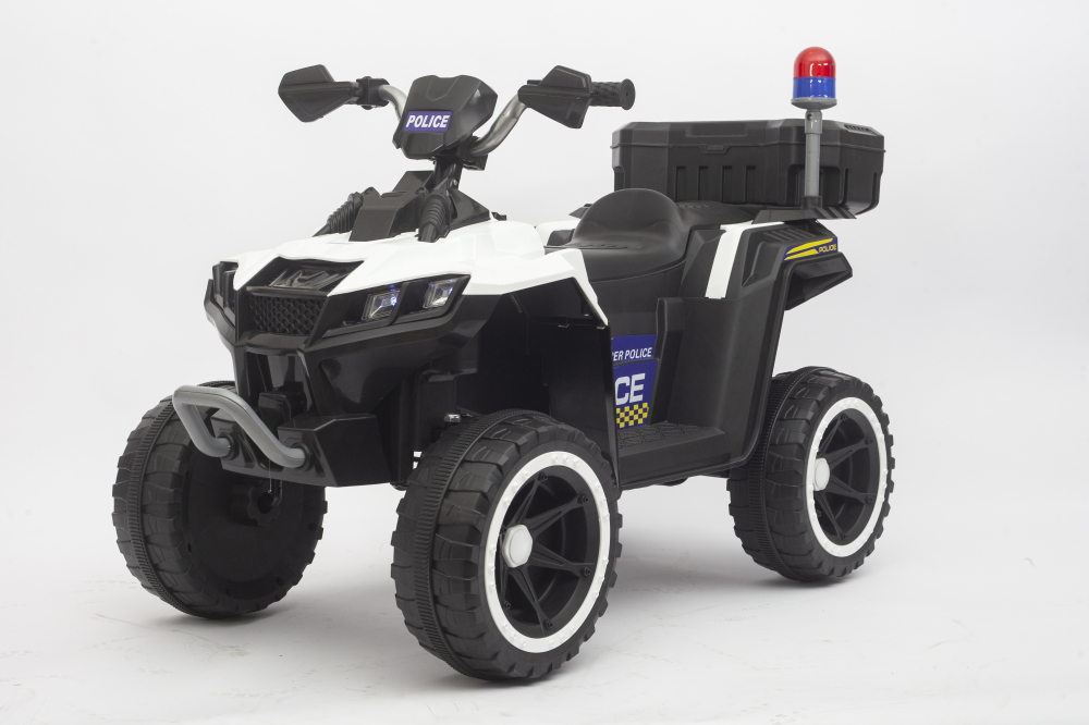 ATV electric pentru copii 3-6 ani, Kinderauto Police, 80W, 12V 7Ah, echipare premium, alb [4]