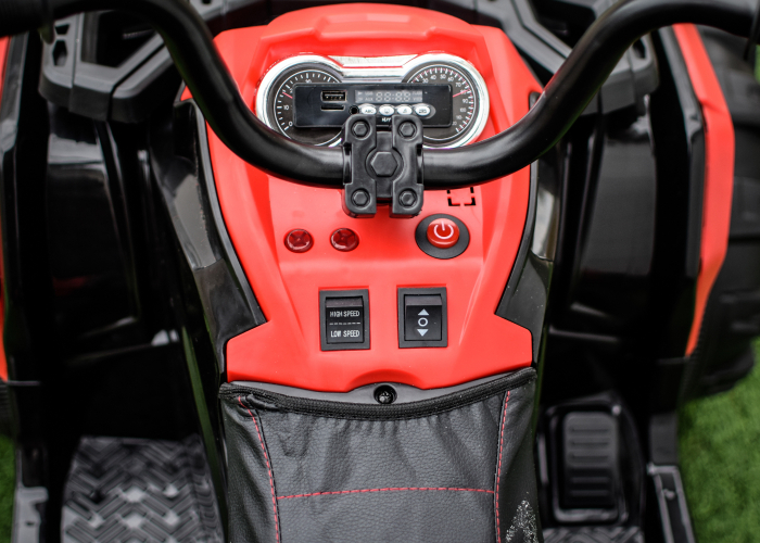 ATV electric + Remorca, Kinderauto Offroad 70W 12V cu scaun tapitat, culoare Rosu [10]