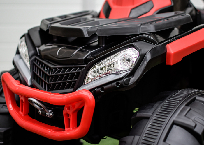 ATV electric + Remorca, Kinderauto Offroad 70W 12V cu scaun tapitat, culoare Rosu [8]