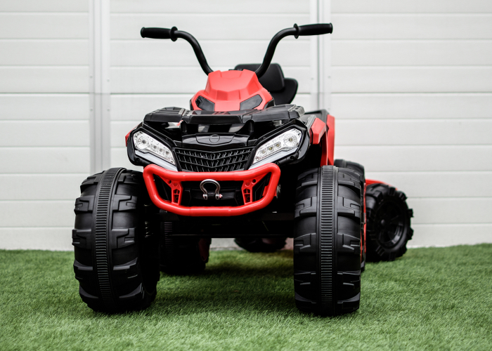 ATV electric + Remorca, Kinderauto Offroad 70W 12V cu scaun tapitat, culoare Rosu [7]