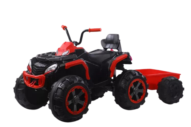 ATV electric + Remorca, Kinderauto Offroad 70W 12V cu scaun tapitat, culoare Rosu Produse in stoc