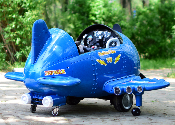 Avion electric pentru copii Eyas plane BJ20201 60W 12V, telecomanda, culoare Albastru [6]