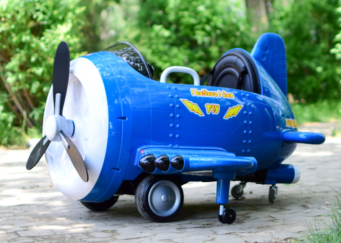 Avion electric pentru copii Eyas plane BJ20201 60W 12V, telecomanda, culoare Albastru [3]