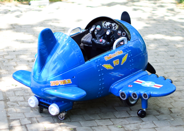Avion electric pentru copii Eyas plane BJ20201 60W 12V, telecomanda, culoare Albastru [7]