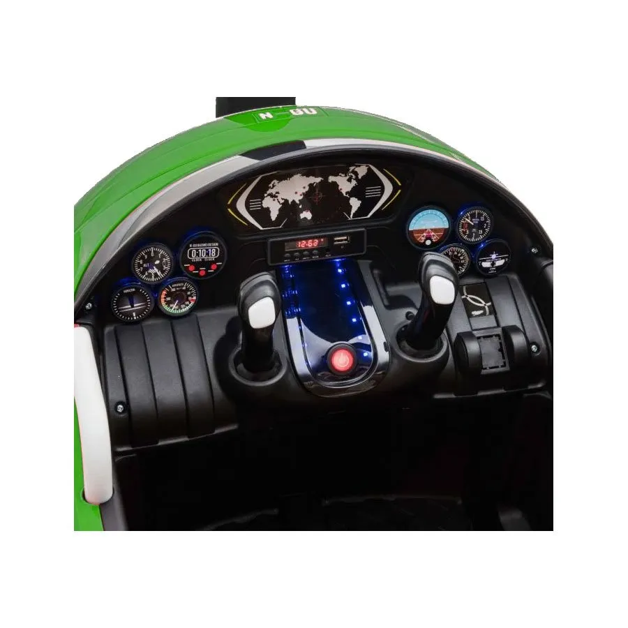 Avion electric pentru copii Eyas plane BJ20201 60W 12V, telecomanda, culoare Verde [13]